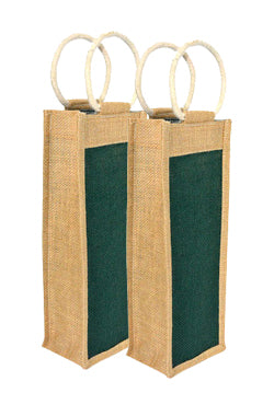 Handmaker Jute Water Bottle Bag for 1LTR with Green Color (Pack of 2)