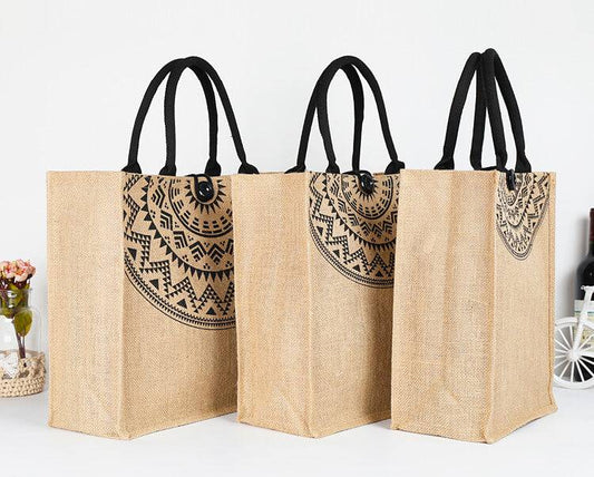 "Carry the Essence of Varanasi: Burlap Jute Tote Bags with Handles"