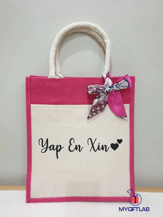 "Glamorous & Personalized: Bridesmaid Mini Jute Gift Bags Sparkle in Guwahati!"