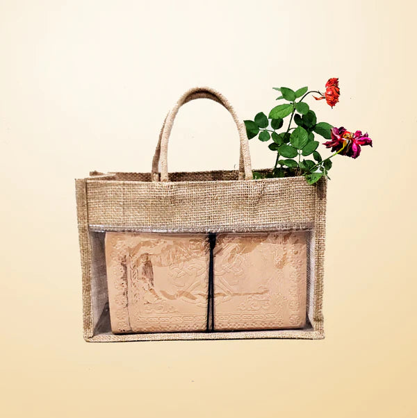 "A Personalized Touch: Monogram Burlap Tote Bag in Mahabalipuram"