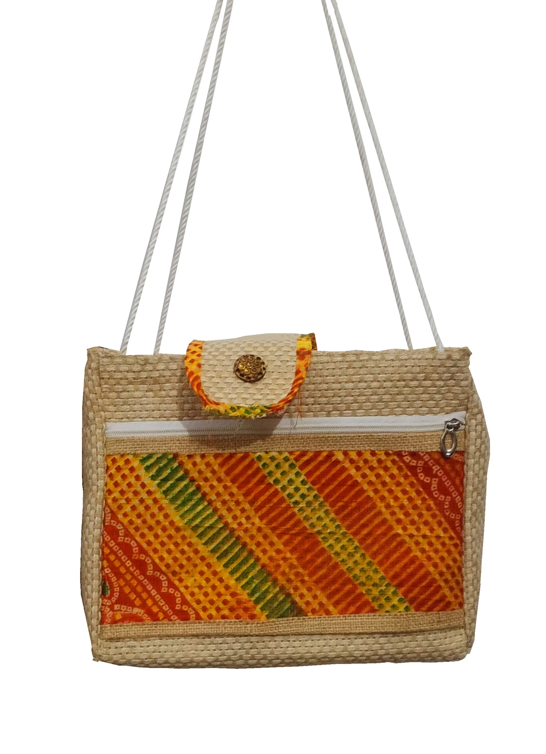 Handmakers Pure Jute handbag for women with white Beige Color set