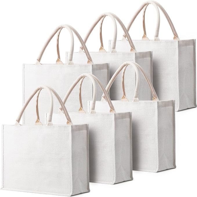 Bulk Blank Burlap Tote Bags for Bridesmaids, Weddings, Groceries ...