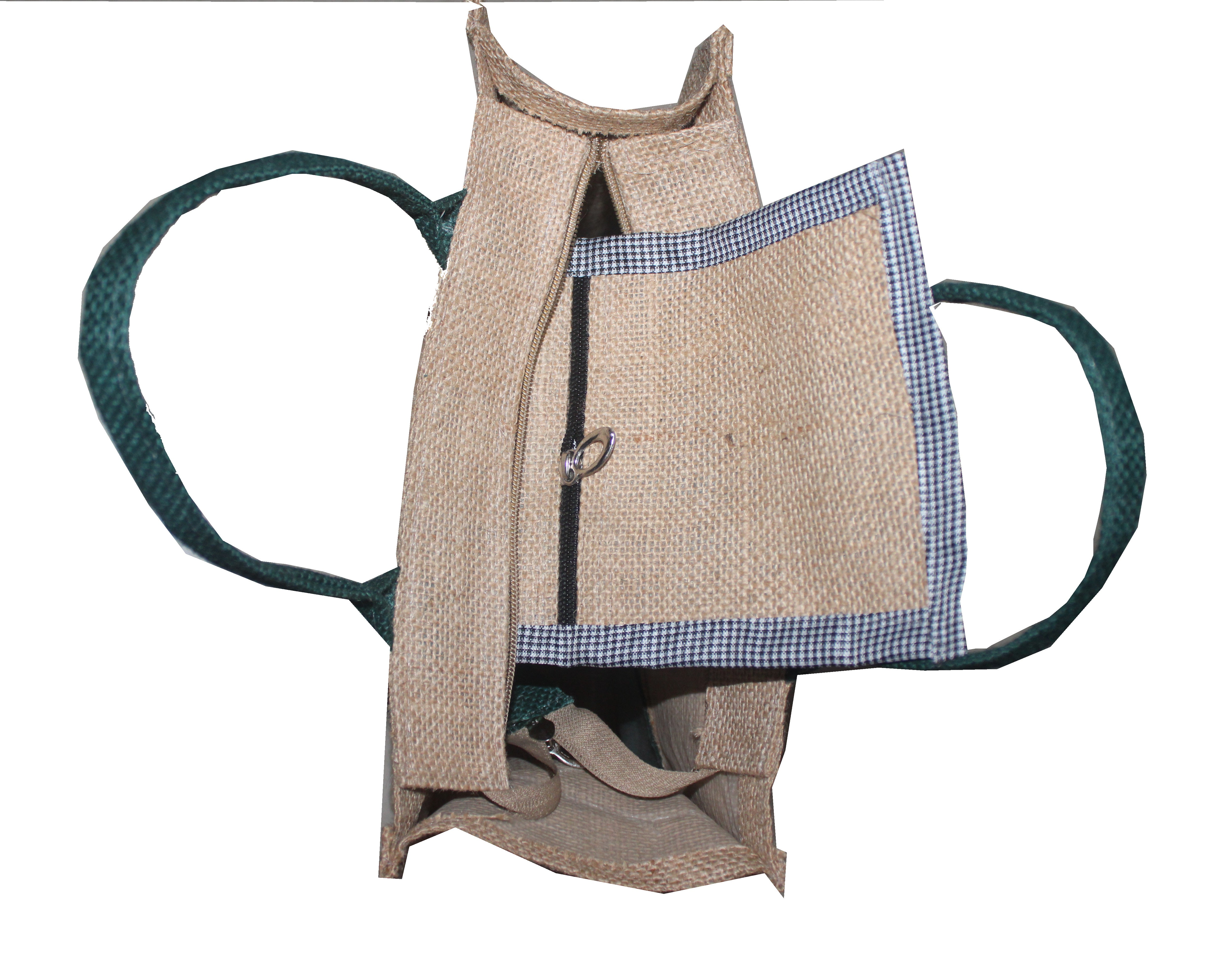 Handmakers Natural Zipper Jute Bag to Carry Tiffin Bottle