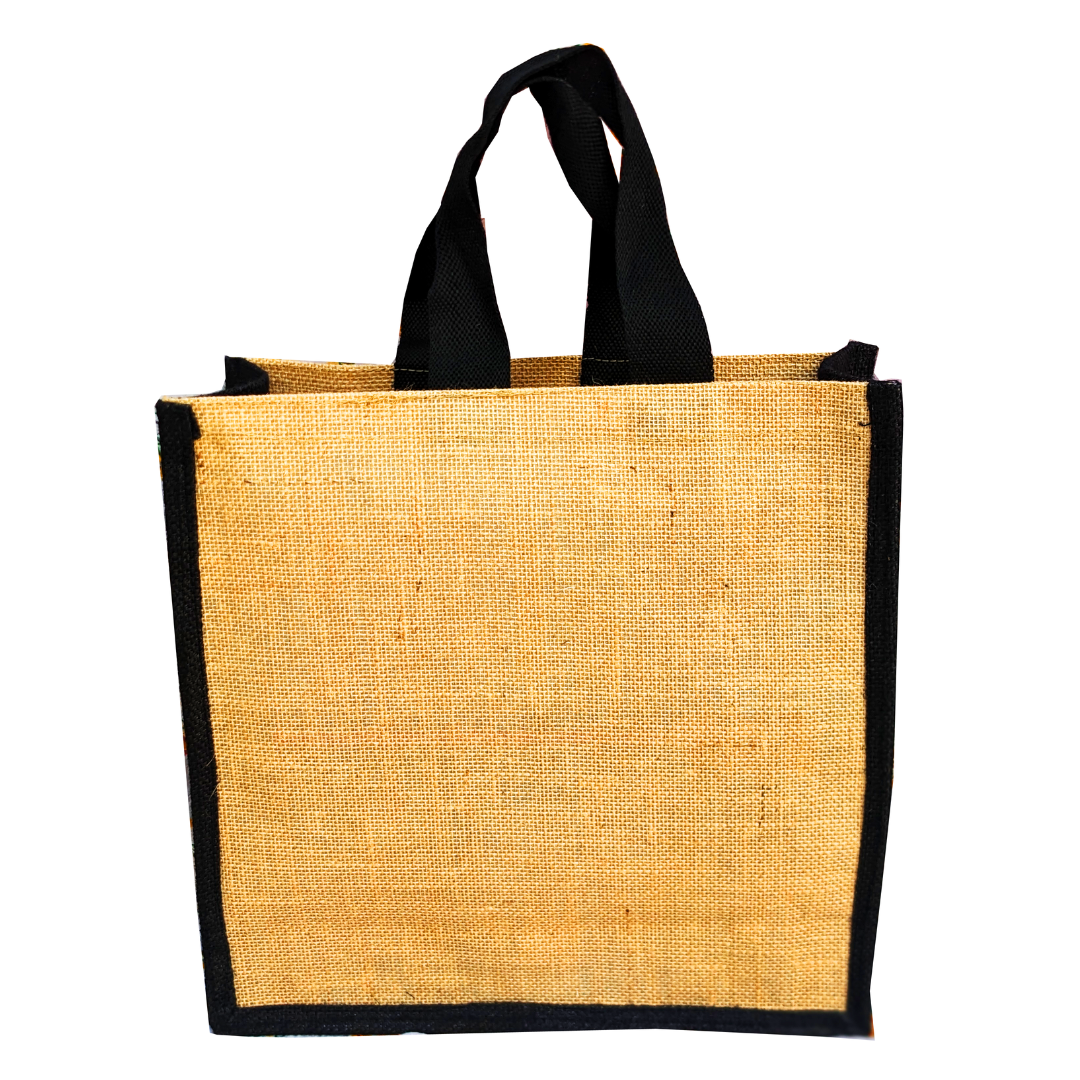 DESHKARI Handmakers Pure Black & Beige Burlap Gift Bags | jute bags for lunch box | jute bags for return gifts