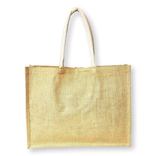 Handmakers | Natural Jute Bag for Shopping, Vegetable and Gift with White color set of 2