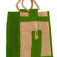 Natural Jute Cloth Handbag With Green and Beige ( Set of 2)