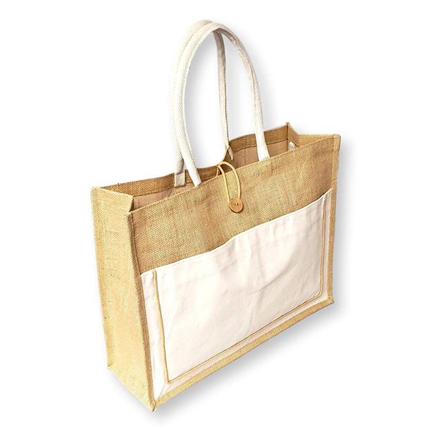 Handmakers Natural Jute Bag with black for Corporate Gifts, Return gift,