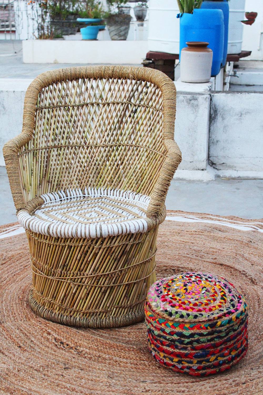 Natural White and Beige Mudda Chair