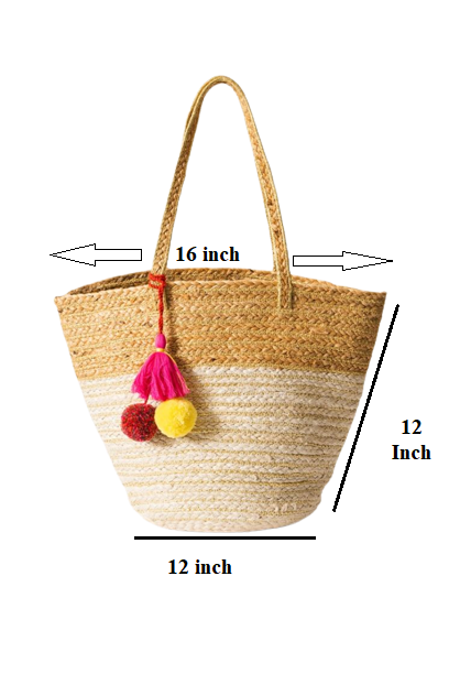 Handmakers  Pure jute rug Handbags for women with Curve shape