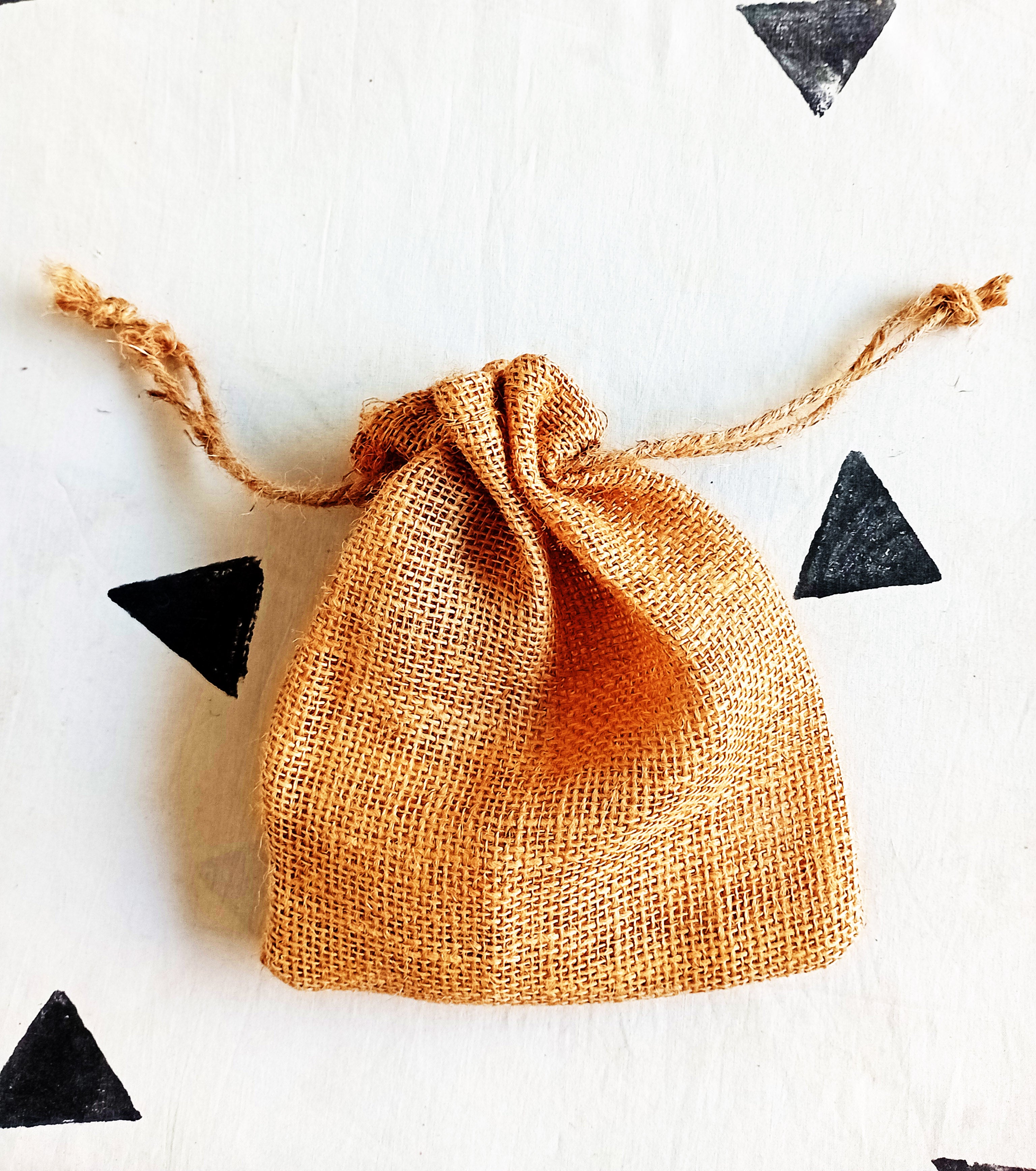 Deshkari Natural Jute Potli Bags with Red Rose Print | Jute linen Pouches |  Burlap Gift Bags for Festivals, Functions, Baby Showers, Parties & More| Return  Gift Bags
