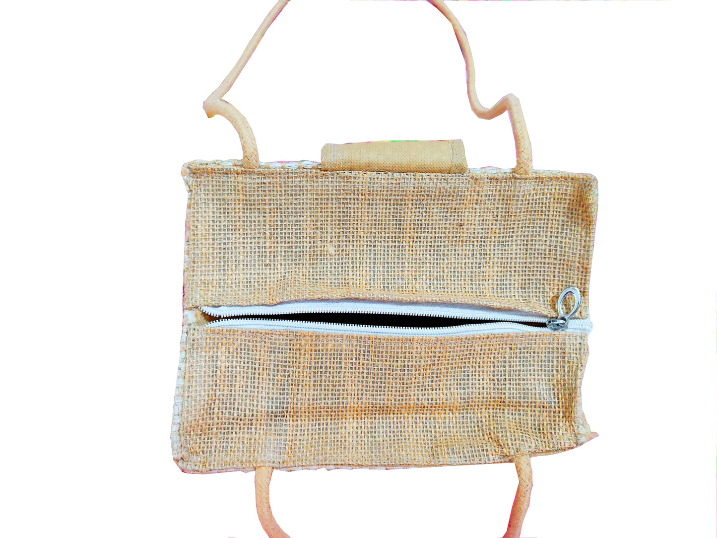 Handmakers Eco friendly Jute women sling bag with check print with grey cloth cotton